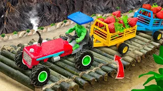 Diy tractor making best unique wooden bridge | Diy tractor with trailer full of strawberry |@Sunfarm