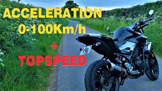 Yamaha MT-03 Acceleration + Top speed.