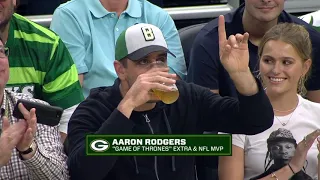 "Game of Thrones Extra" Aaron Rodgers CHUGS Beers with Packers Offensive Lineman!