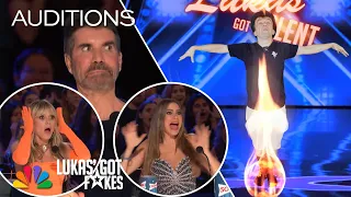 MAGIC man is BACK! with a SHOCKING FIRE! | America's Got Talent FAKE EDIT #AGT #PARODY #DEEPFAKE