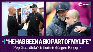 Pep Guardiola pays tribute to his 'best rival' Jurgen Klopp after his final Liverpool game 🥹❤️