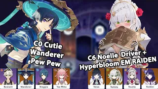 C0 Wanderer Taser & C6 Noelle + Hyperbloom EM Raiden | 3.5 Abyss Floor 12 | 9 Star | Setekh Wenut 🐛