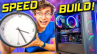 Building A Gaming PC As FAST As Humanly Possible! 😲 PC Build, RX 6600, Ryzen 5600X, 500FX Case | AD