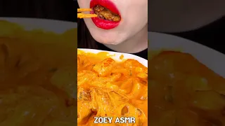 ASMR ROSE TTEOKBOKKI FRIED CHICKEN 태리로제떡볶이 먹방 MUKBANG EATING SOUNDS 咀嚼音 #shorts