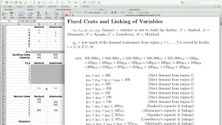 Integer Programming: Fixed Costs and Linking of Variables (Facility Location) with Excel Solver