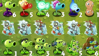 Pvz 2 Gameplay - All PEA & Other Plants Power Up VS Team Frozen Jester Zombie - Who's Best Plant ？