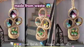 Bird hanging Craft | Wall hanging Using Bangles | Jute Bird House  #artfromheartbynidhi