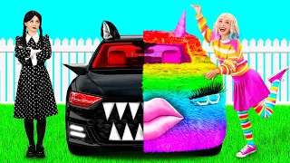 Coche Arcoiris vs Coche Negro Desafío por KiKi Challenge