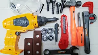 5 Minutes Satisfying With Unboxing Fashion Tool Set 16 pieces | Asmr | Drill Machine, Hammer, Screw