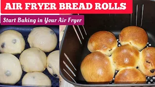 EASY RAISINS BREAD ROLLS RECIPE IN THE AIR FRYER . AIR FRYING SOFT BREAD BUNS AT HOME