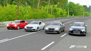 Forza 7 Drag race: Audi RS6 Avant vs BMW M4 GTS vs Mercedes-AMG C63S vs Alfa Giulia Quadrifoglio