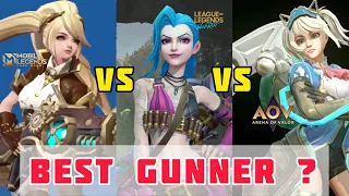 Layla VS Jinx VS Capheny WOMAN GUNNER HERO COMPARISON  - MLBB VS AOV VS LOL WR