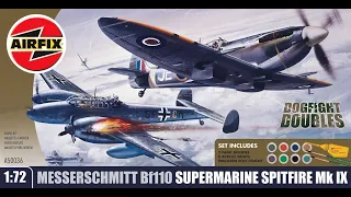 Airfix Spitfire Mk IX and Messerschmitt Bf 110C D 1 72nd Scale Dogfight Double In Box Review