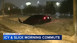 Vehicles spin out on icy roads