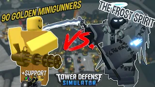 90 GOLDEN MINIGUNNERS VS. THE FROST SPIRIT!! Tower Defense Simulator - ROBLOX