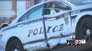 VIDEO: Tulsa police officer injured in Tuesday crash