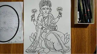 how to draw maa laxmi for laxmi puja special,laxmi thakur drawing,maa laxmi ki easy line drawing