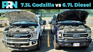 7.3L Godzilla Gas V8 vs 6.7L PowerStroke Diesel V8 | Ford Super Duty Pickup Engines