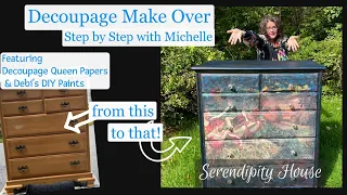 Dresser Make Over with Decoupage Queen Papers & DIY Paint: Step by Step Application & Blending