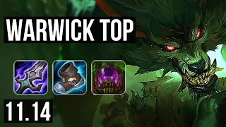 WARWICK vs FIORA (TOP) | 7 solo kills, 1.6M mastery, 12/2/6, Legendary | KR Master | v11.14