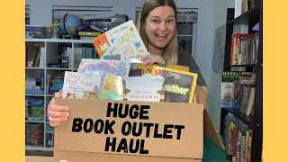 HUGE Book Outlet Haul Unboxing // 50 books // Homeschooling 2 Sets of Twins