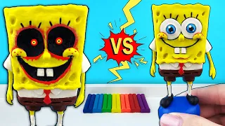 SPONGE BOB transforming into Slendybob.EXE Sculpture➤ CreepyPasta clay Tutorial. How to make figures