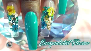 Acrylic Nails Tutorial - Acrylic Nails for Beginners - How To Encapsulated Flowers with Nail Tips