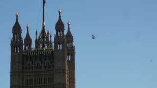 RAF AH-64 APACHE fly by over Westminster - 4K ROYALTY FREE VIDEO