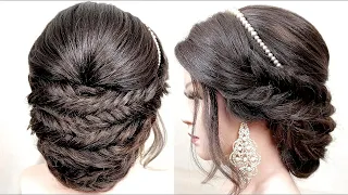 Easy updo hairstyle with braids for long hair.