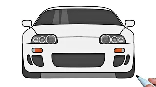 How to draw a TOYOTA SUPRA A80 step by step | Toyota Supra A80 1993 front view