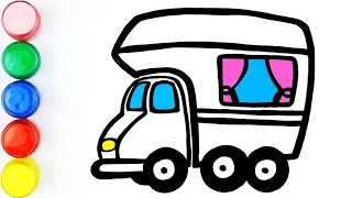 How to draw Camper van for kids and toddler