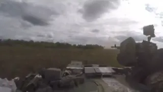 Ukrainian tank in combat.