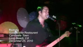 Romaly  is  singing a classic Sin Sisamut song at Golden Villa Restaurant