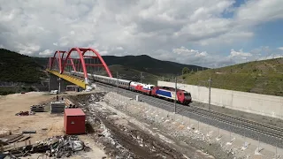Trains in brand new high speed line Lianokladi Domokos 13/4/19