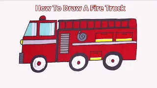 Drawing and Coloring A Fire Truck | Easy Drawing for Kids & Toddlers #7