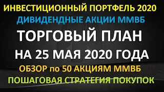 ТОРГОВЫЙ ПЛАН на 25 мая 2020 года - инвестиции в акции Стратегия покупок на долгосрок по 50 акциям