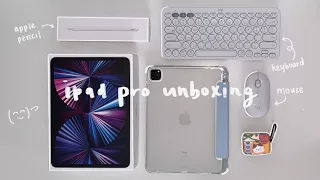 M1 iPad Pro 11" Silver unboxing + accessories 🌷