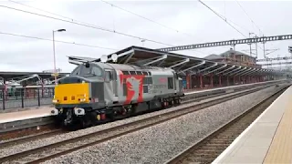 Rail Operations Group Class 37 (37608 Andromeda) passing Rugby station 27th April 2019