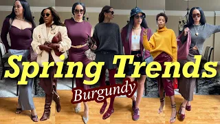 SPRING TRENDS 2024 | How To Style *BURGUNDY* In An Elevated Chic Way for Spring, Spring Outfit Ideas