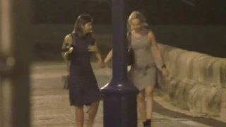 Two Hot Drunk Girls in High Heels on Holiday