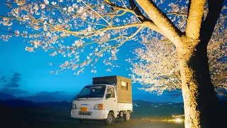 [Car Camping]A trip to Japan to eat takoyaki under cherry blossoms with DIY truck camper