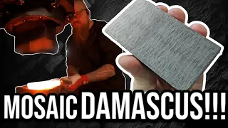 Forging MOSAIC DAMASCUS for a BOWIE KNIFE - BladeShow Texas