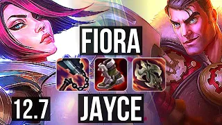 FIORA vs JAYCE (TOP) (DEFEAT) | 9 solo kills, 2.6M mastery, 1300+ games, 13/3/2 | KR Master | 12.7