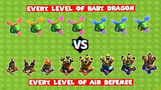 Every Level of Air Defense VS Every Level of Baby Dragon | Clash Of Clans