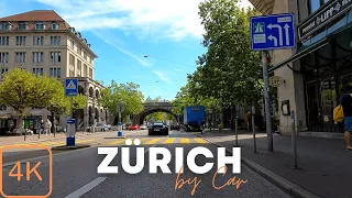 Drive through Zurich on a summer day - 4K