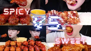 SPICY vs SWEET *KOREAN FRIED CHICKEN*| ASMR| NO TALKING