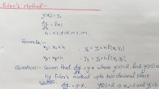 Euler's method example || Euler's method in Numerical method