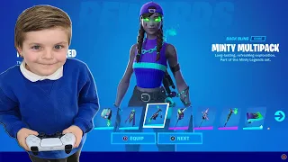 Surprising My 8 Year Old Kid Giving Him The MINTY LEGENDS Pack And 3,000 FREE V-Bucks After School