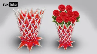 139) Ide Kreatif - Tutorial vas bunga || How to make flower vase || Cotton ear buds flower vase