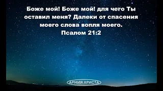 Псалом 21. Боже мой! Боже мой! для чего Ты оставил меня? Далеки от спасения моего слова вопля моего.